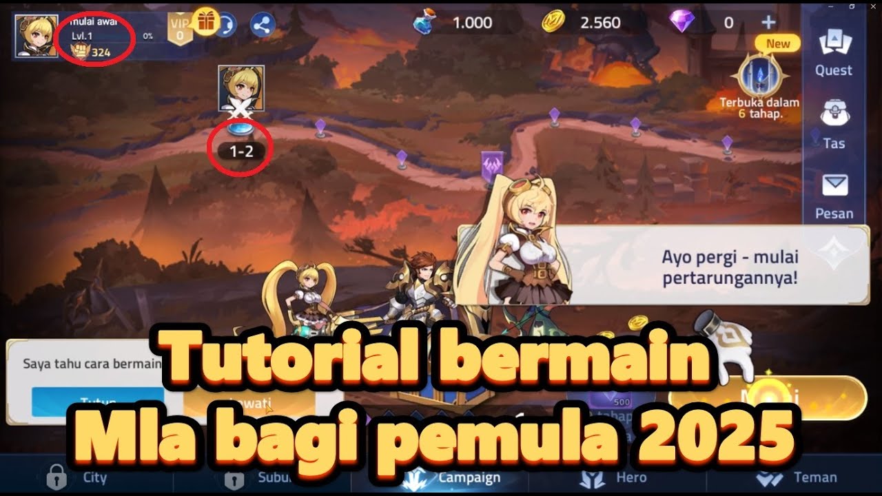 Tutorial bermain mla bagi pemula di hari pertama - turorial pemula 2025 - Mobile legends adventure