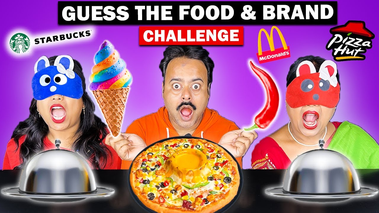 GUESS THE FOOD AND BRAND CHALLENGE Domino's Pizza vs Pizza Hut vs McDonald's vs Starbucks Coffee