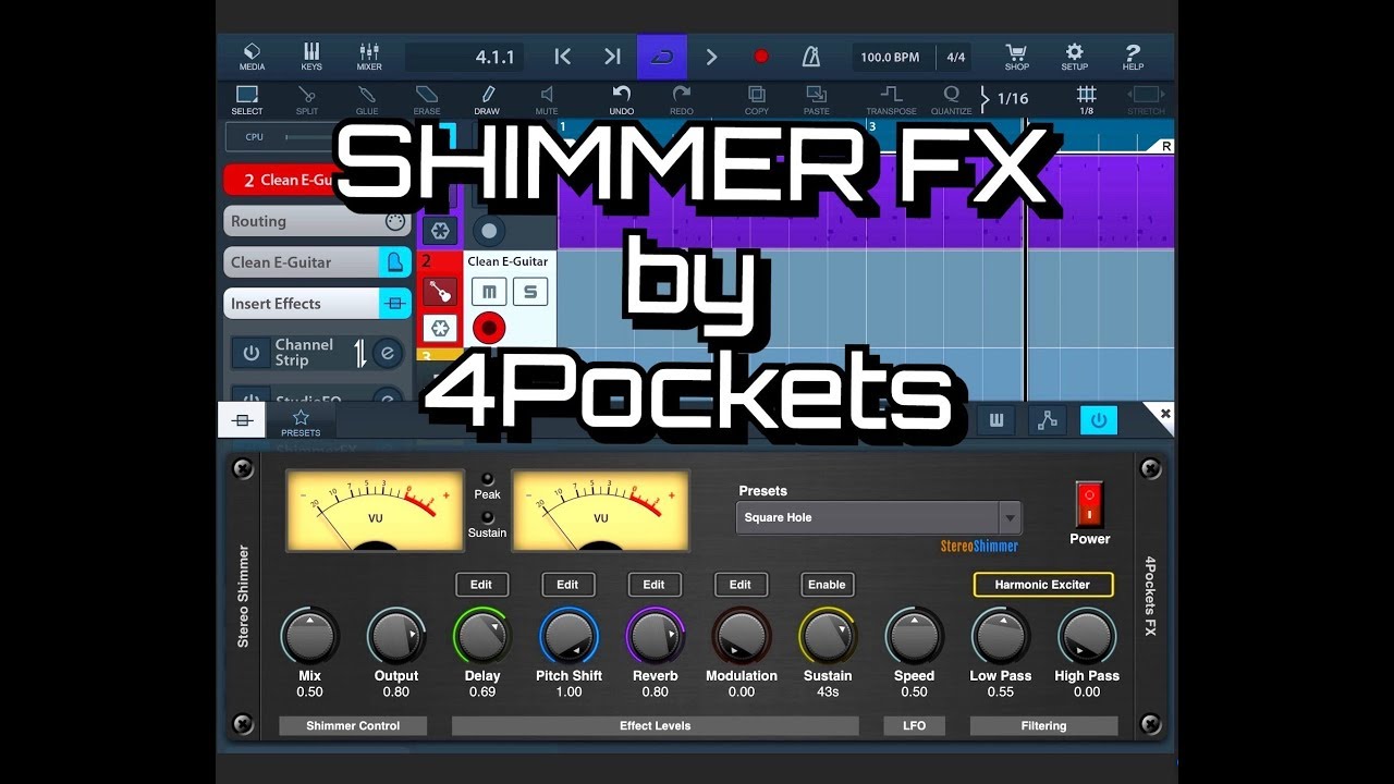 ShimmerFX AUv3 by 4Pockets - Amazing Stereo Shimmering Reverb & Modulation - iPad Demo