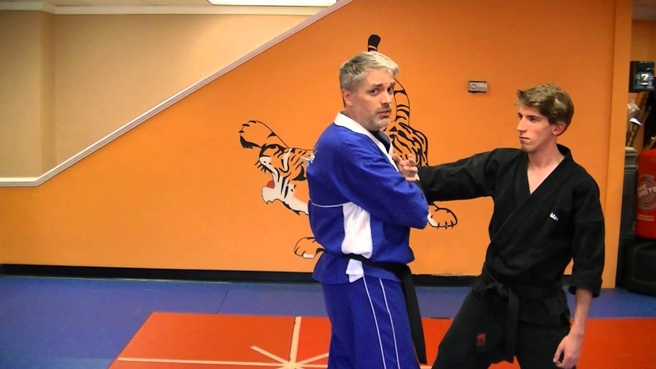 Entwined Lance - Kenpo knife defense technique for a front knife held to the throat as in a hold up