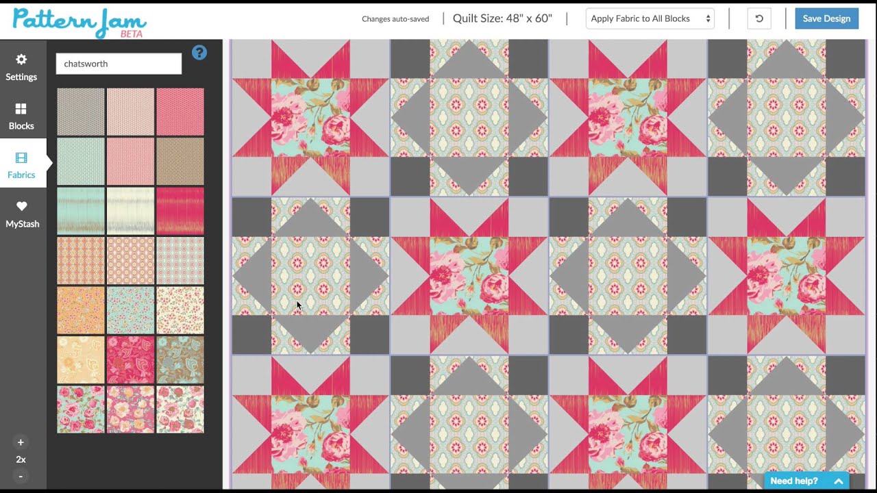 Making your first quilt design on PatternJam