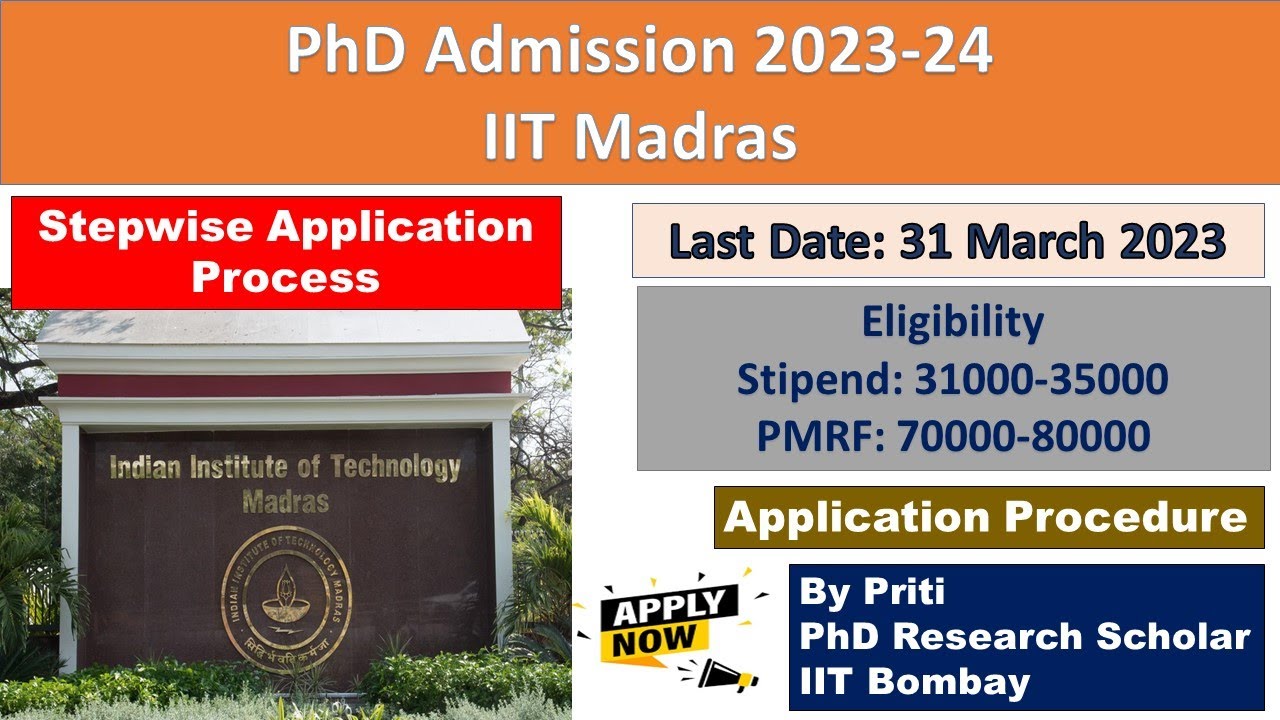 IIT Madras Stepwise Application form fill up PhD Admission 2023 | PhD Admission 2023