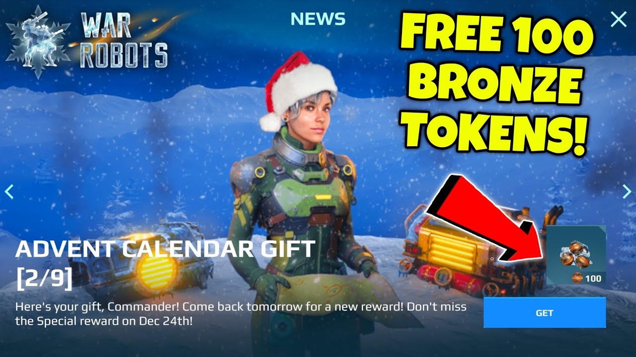 FREE 100 BRONZE TOKENS! War Robots Advent Calendar Event Day (2/9)
