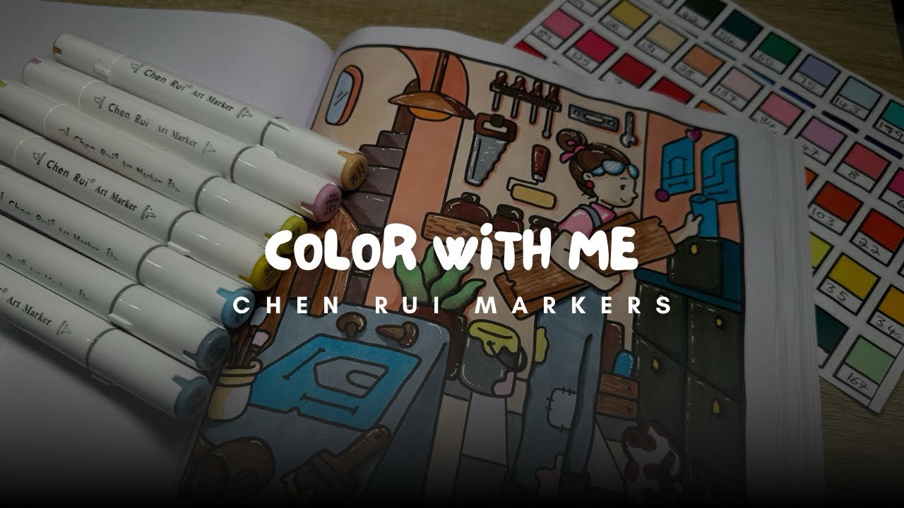 Color with me [ASMR ] girl moments using chen rui markers #chenrui #adultcoloring