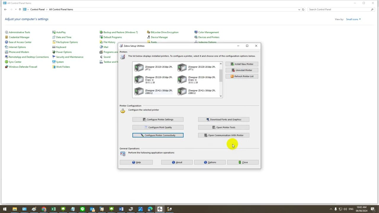 วิธีกำหนดค่า Network Zebar Printer โปรแกรม App ZEBRA SETUP UTILITIES