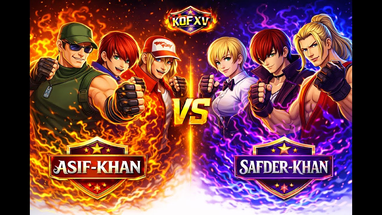 ASIF-KHAN vs SAFDER-KHAN | Clark Chris Terry vs King Iori Andy | KOF XV 3v3 Team Battle