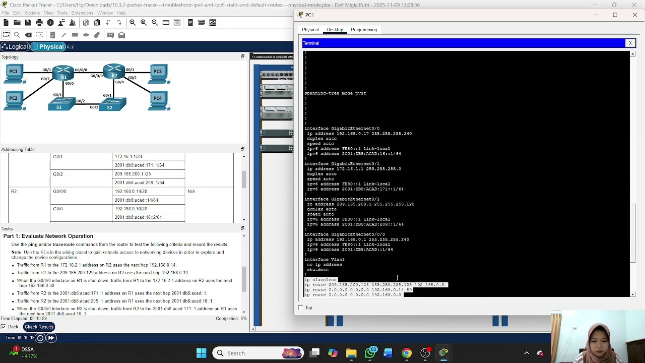 16.3.2 Lab - Troubleshoot IPv4 and IPv6 Static and Default Routes