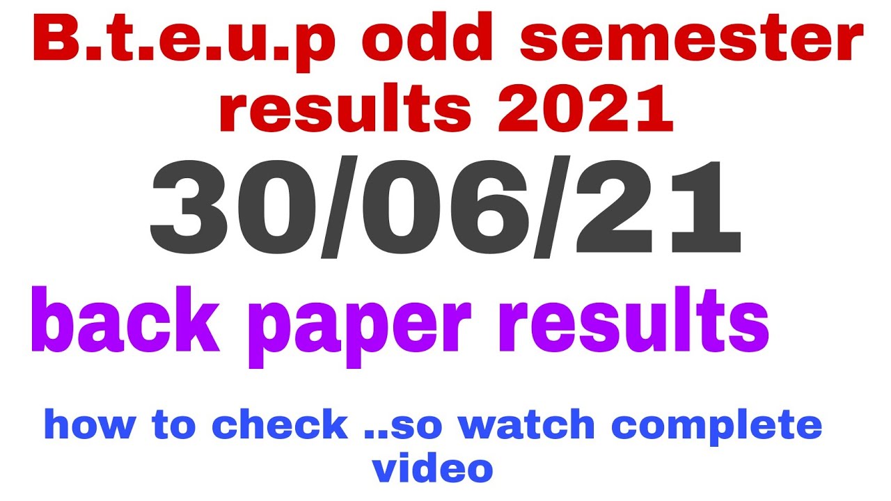 bteup odd semester result 2021 //polytechnic back paper result 2021// bteup news // 1/07/21