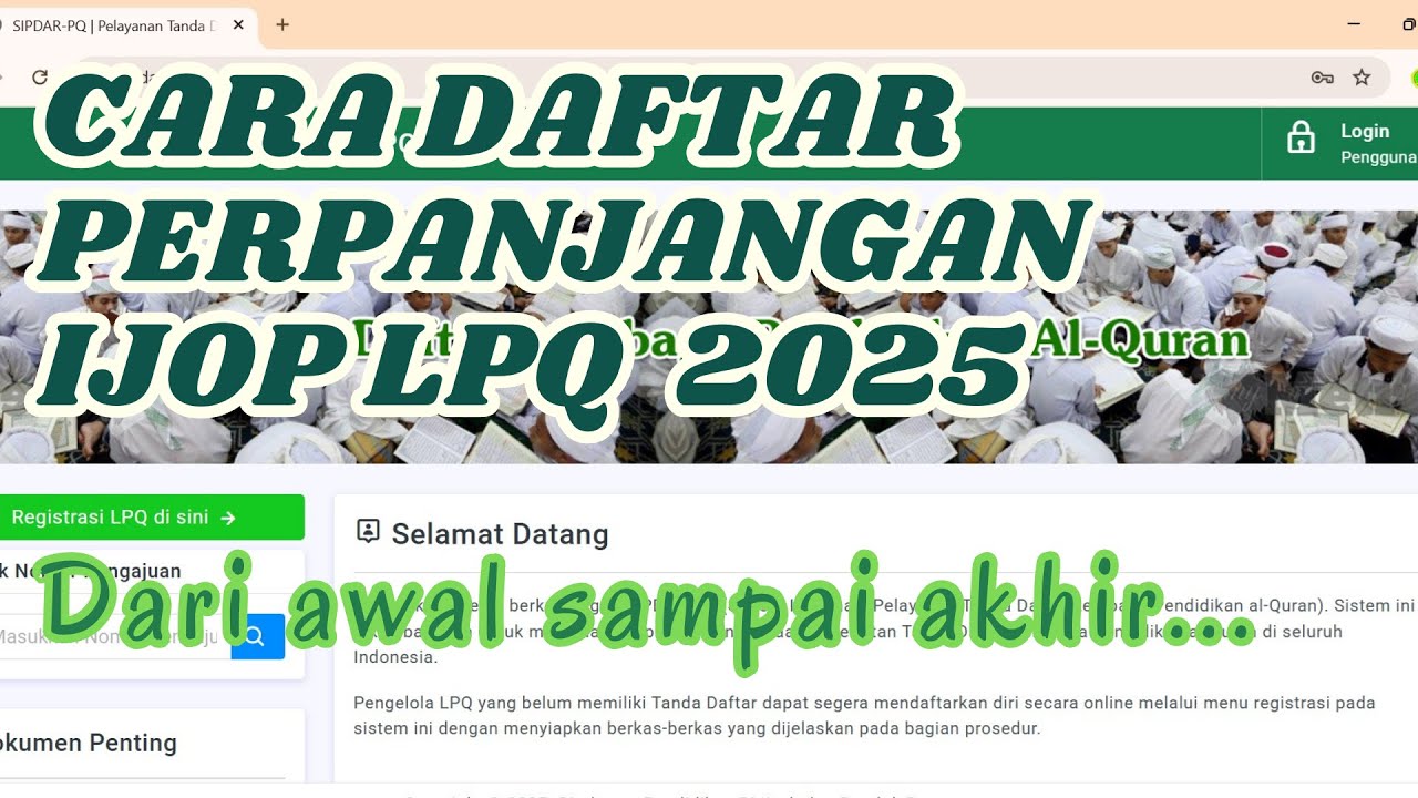 CARA DAFTAR MEMPERPANJANG IJOP LPQ DI SIPDAR SAMPAI TUNTAS. SIPDAR LPQ 2025 TERBARU.