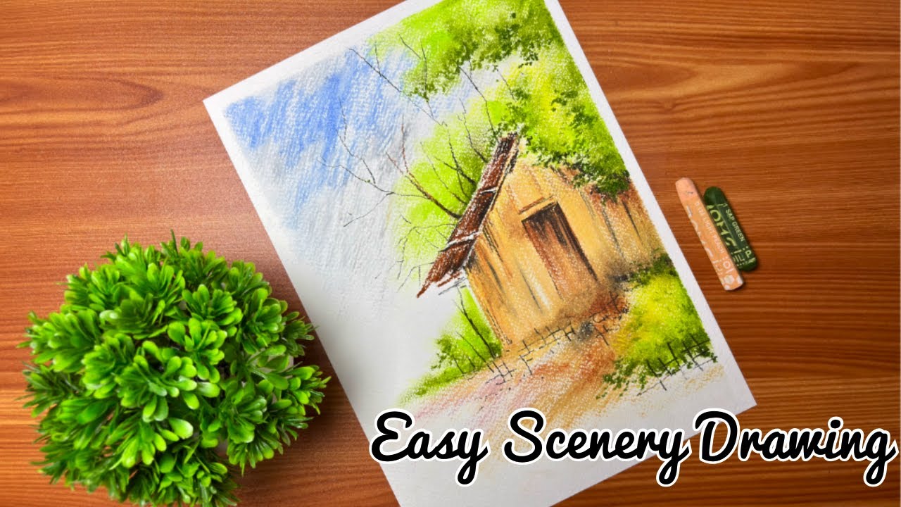 How to Draw Scenery | Easy Oil Pastels Drawing for Beginners #oilpasteldrawing #art #drawing 