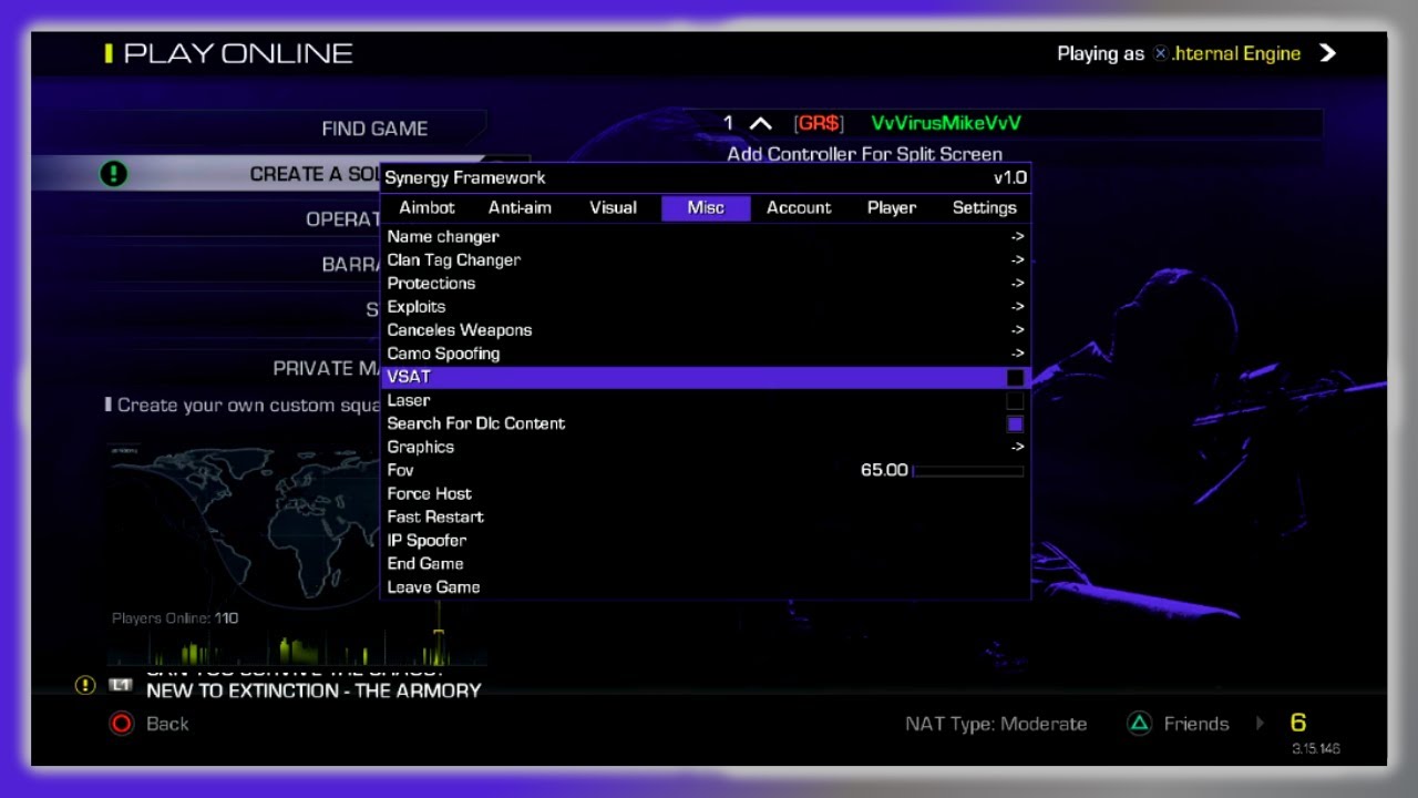 COD Ghosts Test New Offline Menu Synergy Framework By Eternal Team🟣[Offline Use Only]🟣