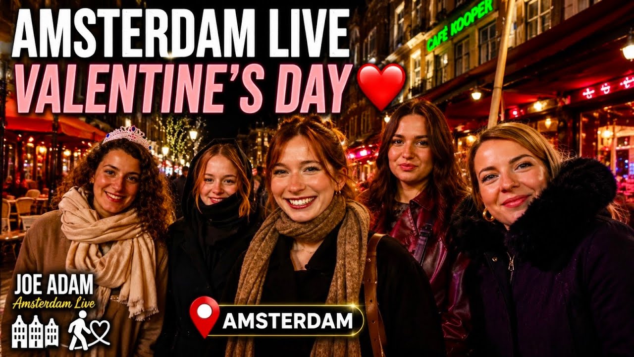 🔴 LIVE: Valentine Night in Amsterdam ❤️ City Walking Tour