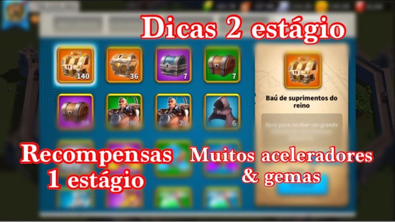 RECOMPENSAS 1&ordm; EST&Aacute;GIO PR&Eacute;-KVK | DICAS PARA O 2&ordm; EST&Aacute;GIO PR&Eacute;-KVK - RISE OF KINGDOMS.