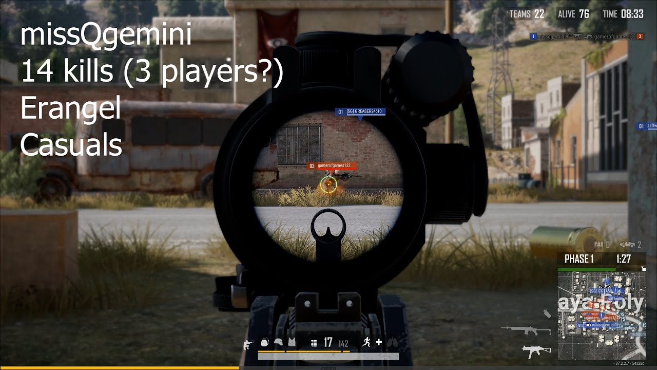 MissQGemini, 14 kills, PUBG Erangel casuals