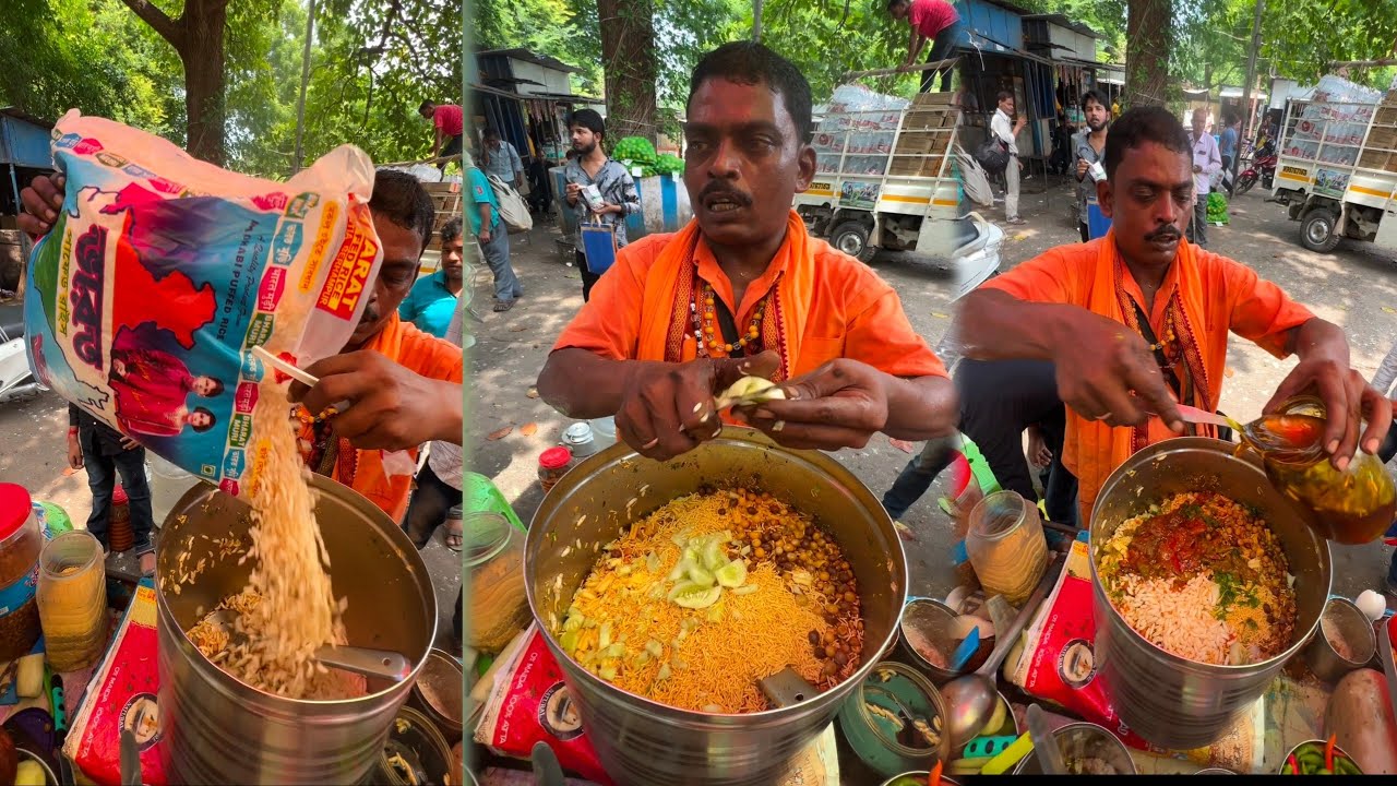 The King Of Giant Big Bucket Jhal Muri in Kolkata - Mursidabad Street Food