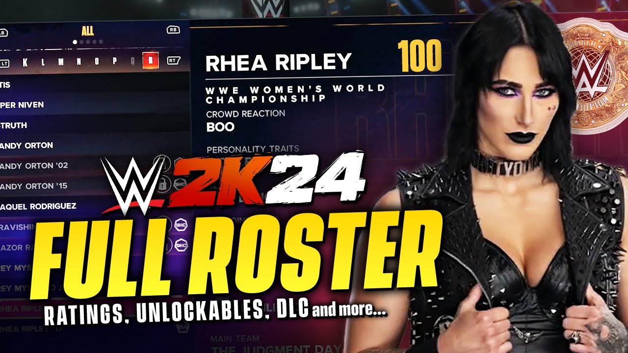WWE 2K24: FULL ROSTER & RATINGS! Including Showcase, DLC, Unlockables and More!