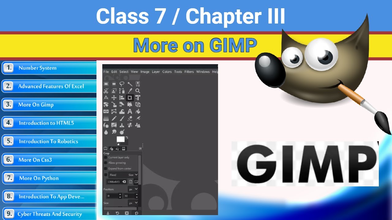 Занятие 7, Глава 3 — Подробнее о GIMP | На основе CBSE Подробнее о GIMP | NCERT