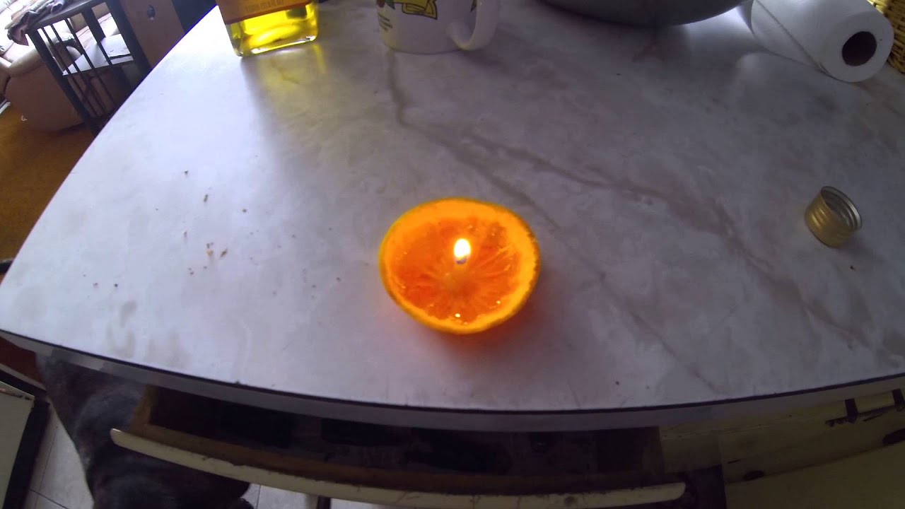 Orange + cooking oil = candle.