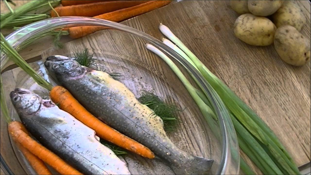 Maak zelf je eigen ovenschotel met wilde forel en groente / wild trout oven baked.