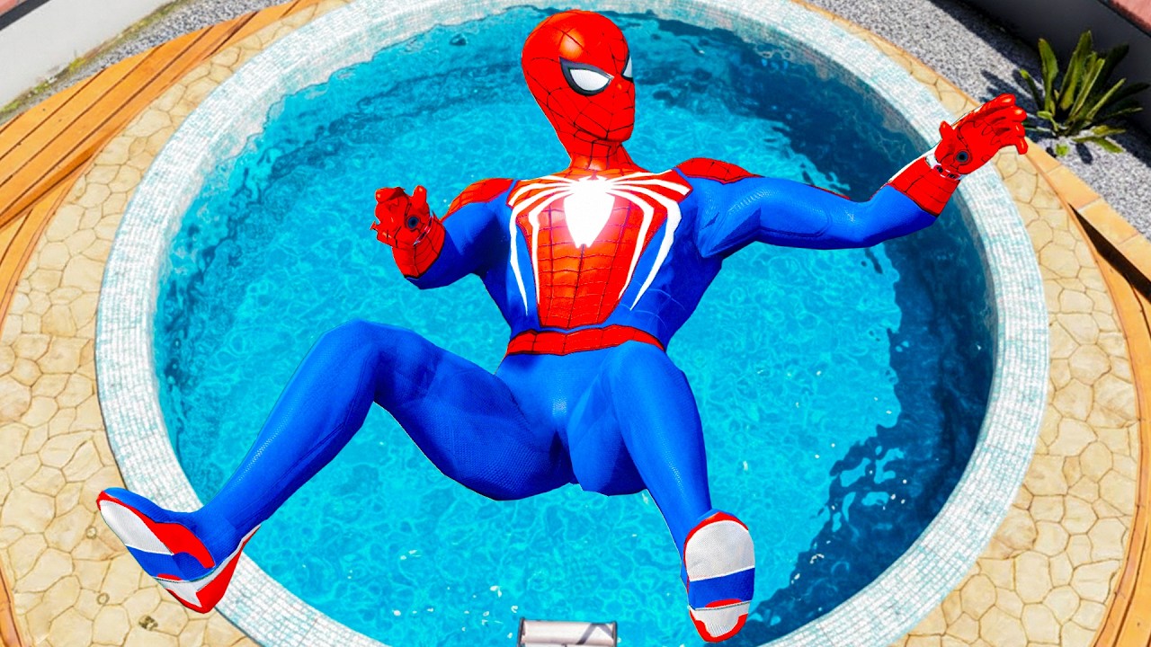 GTA 5 Spiderman Jumping Into Pool (Euphoria Physics/Ragdolls) #2