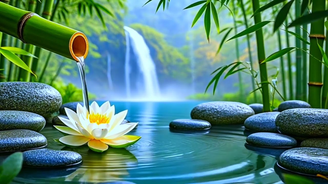 🌿 Soothing Spa Piano Music | Relaxing Sleep Music with Bamboo Water Sounds & Nature Ambience