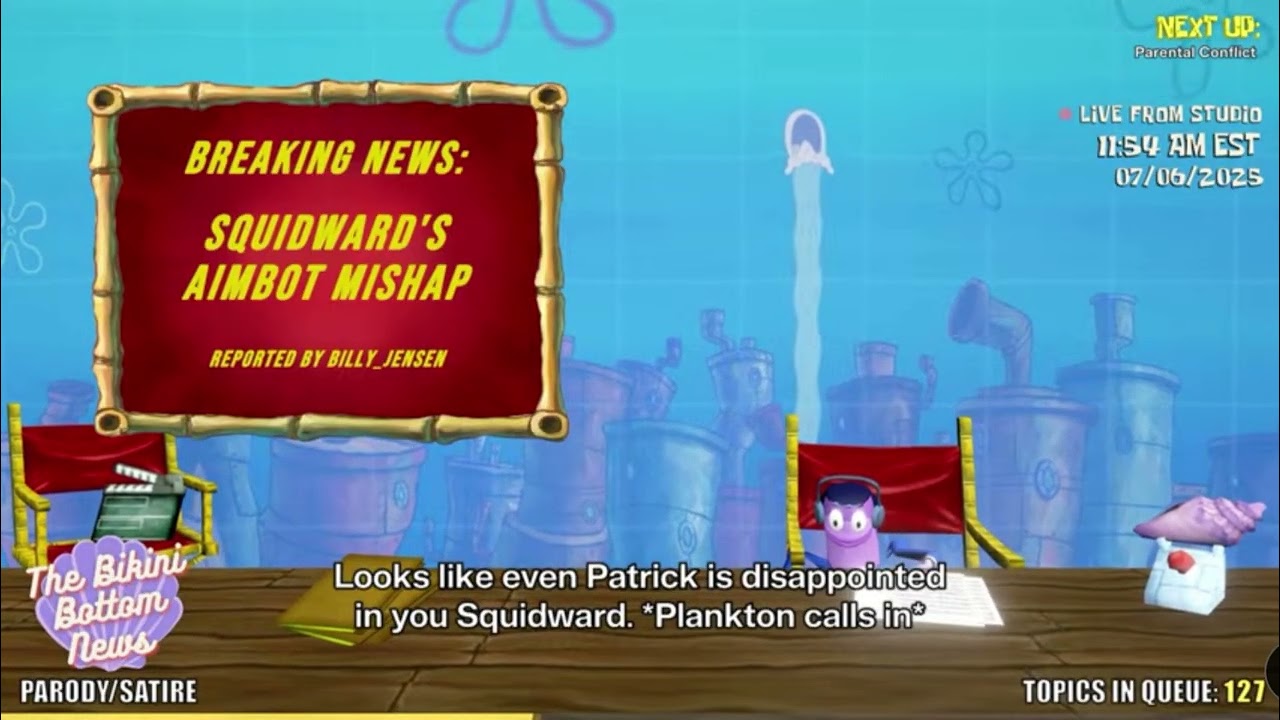 Squidward has been caught cheating, while perch keeps having strokes! (AI sponge rehydrated clip)
