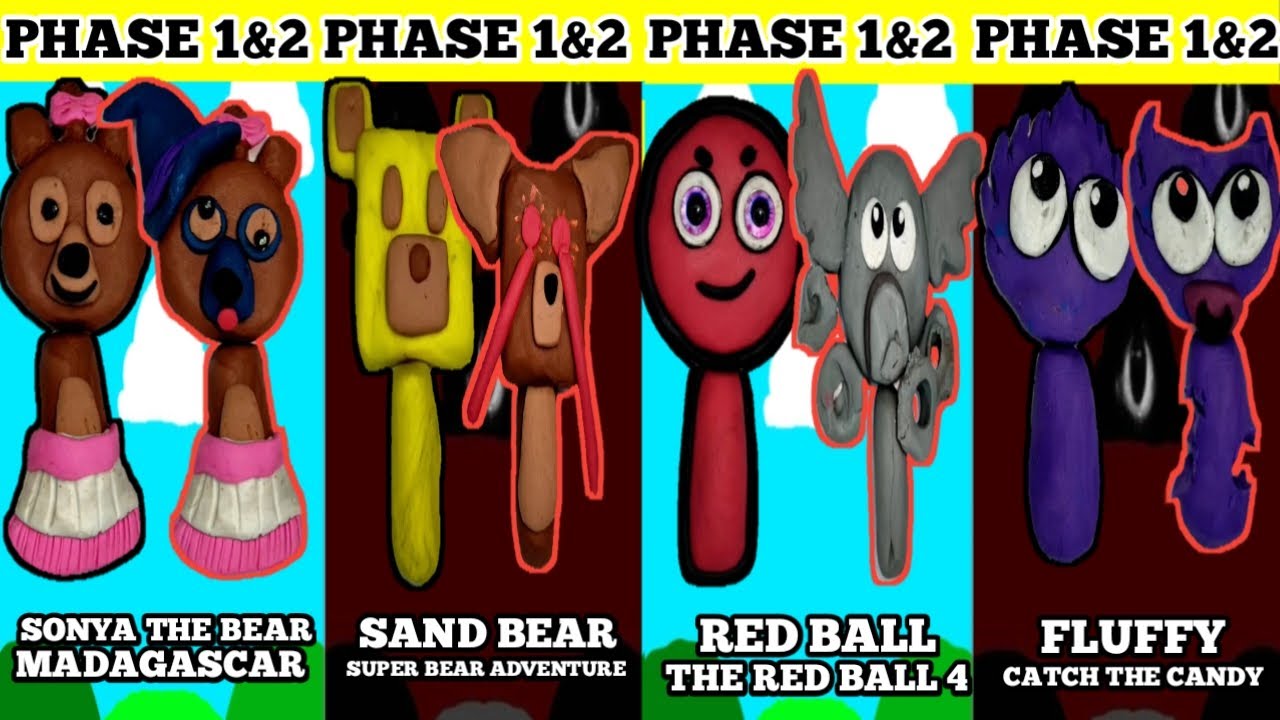 Making Sprunki OC Sonya, Sand Bear, Red Ball, Fluffy Phase 1&2 