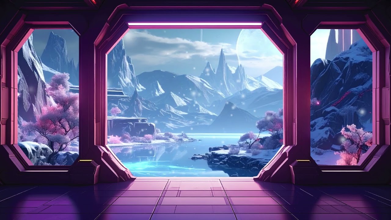 Cozy Winter Window & Snowy Landscape | Relaxing Fantasy Music for Study, Sleep, Focus