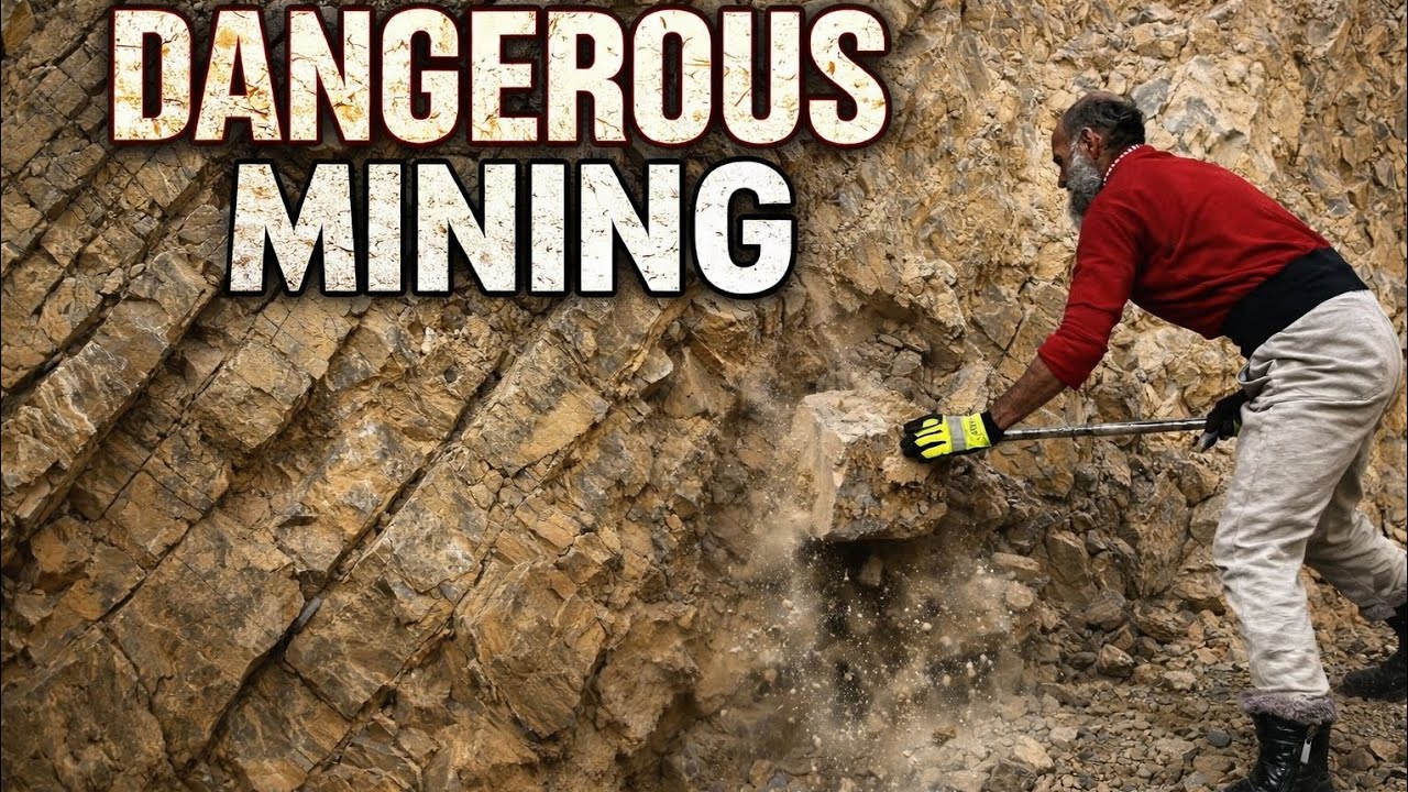 Dangerous Mining ⛏️ | A Day in the Life of an Old Man Breaking Stones in the Mountains