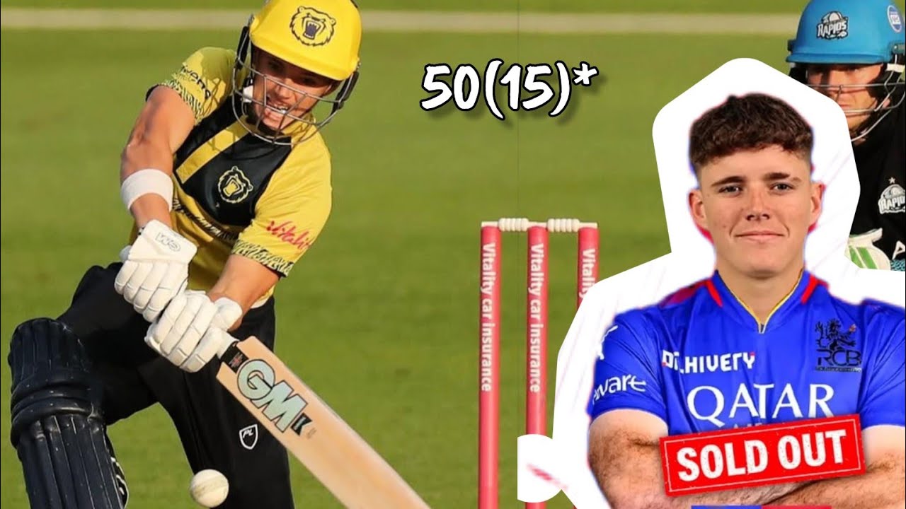 Jacob Bethell Batting| RCB new player | 50(15)* RCB