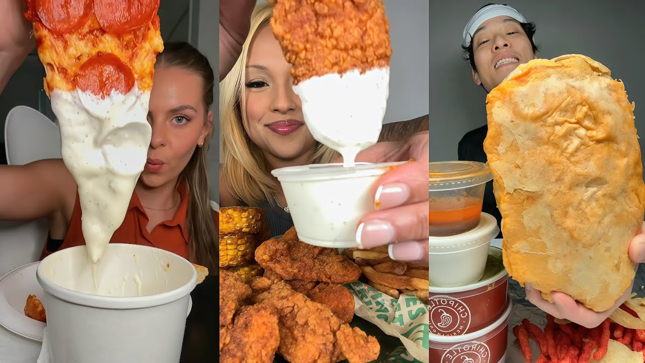 TIKTOK Mukbang Compilation | Chipotle, Wingstop, Taco Bell, Buldak, & More! 🌯🍗🌮🌶🔥