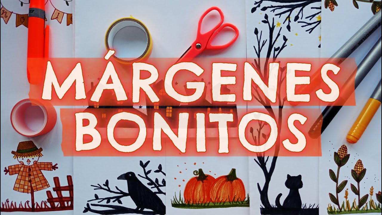 9 MÁRGENES PARA CUADERNOS con DIBUJOS DE HALLOWEEN y OTOÑO 🌛🐈‍⬛🍂 MARCOS BONITOS y FÁCILES #margenes