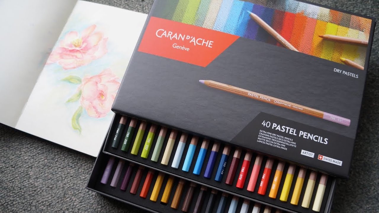 Caran d'ache pastel pencils -- unboxing & first drawing with me #Christmas gift