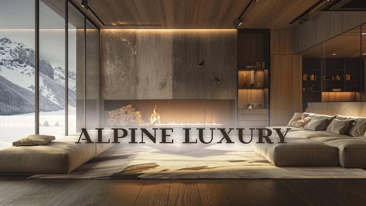 Alpine Luxury Retreat | Fireplace & Snow Mountain Ambience (4 Hours)