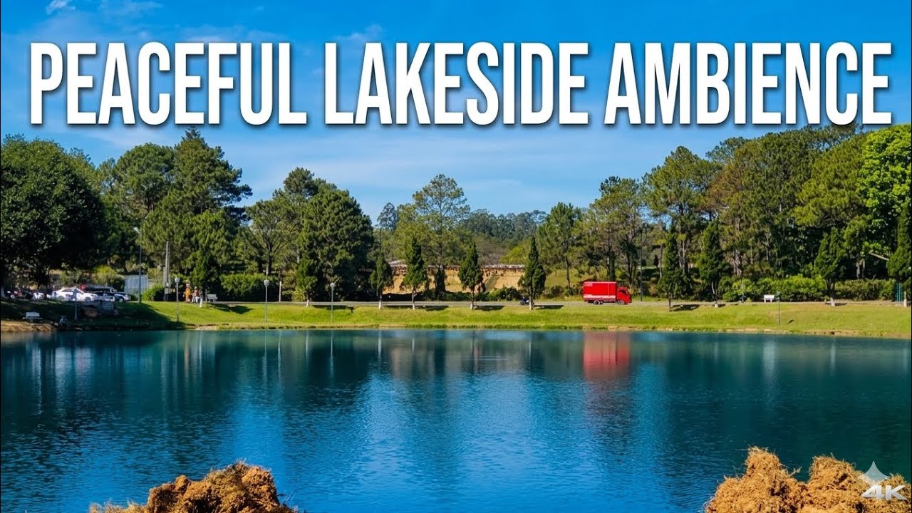 Peaceful Lakeside Road: Blue Skies & Relaxing Traffic Sounds | 61 Min 4K City Ambience | Oppa Toai