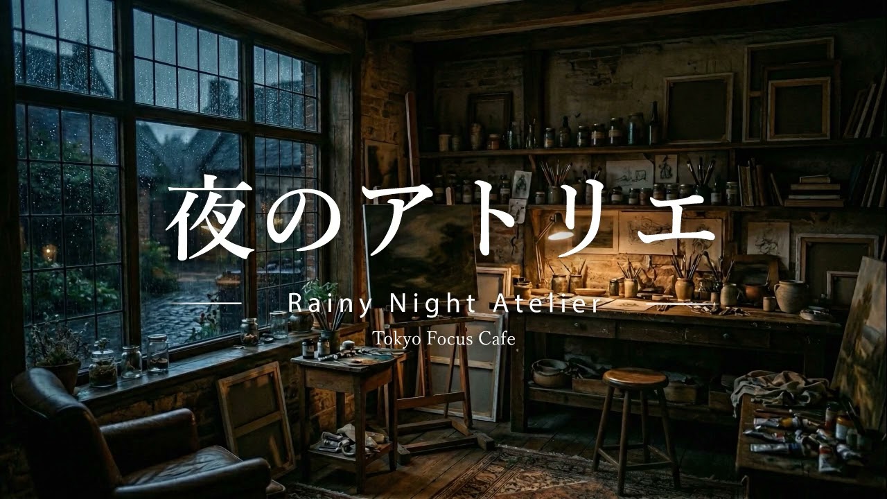 眠れない夜に、雨のアトリエを。Rainy Night Atelier Ambience | Calm Piano & Soft Rain
