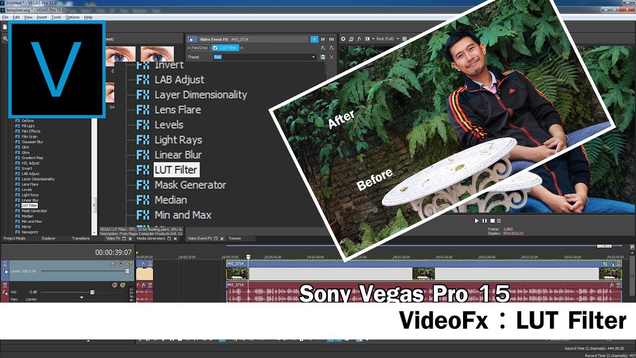 สอนการใช้งาน VideoFX : Lut Filter ใน Sony Vegas Pro 15