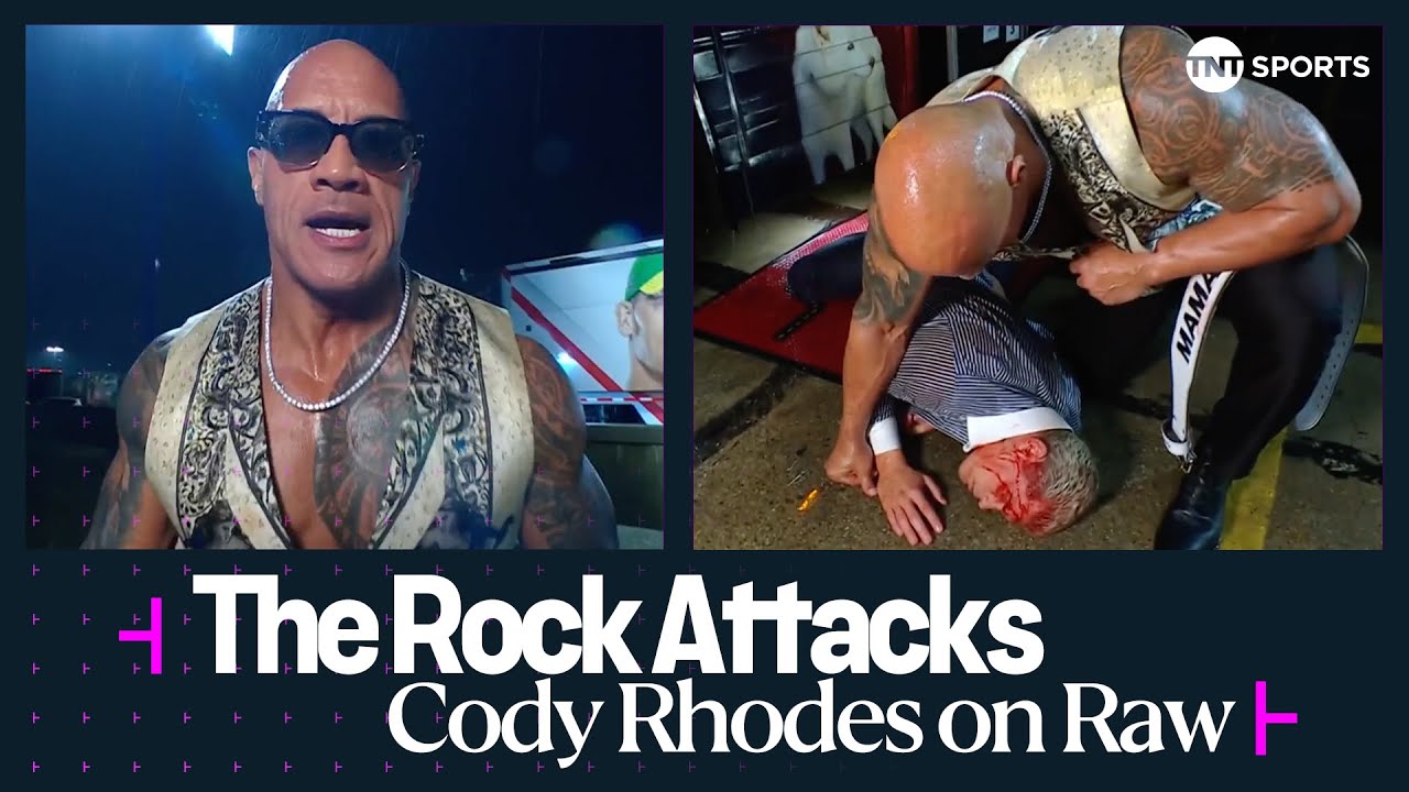 The Rock BRUTALLY ATTACKS Cody Rhodes backstage on WWE Raw 😳🩸