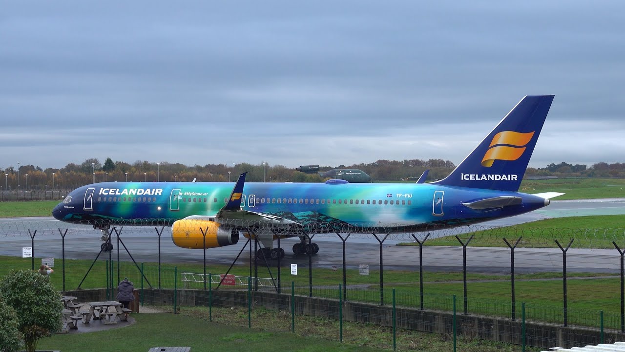 (4K) AVIATION | Head on departures Manchester Airport | Icelandair Hekla Aurora Livery!