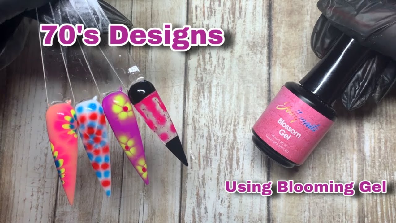 How to Easy 70s Inspired Nails using Blooming Gel / Blooming Flowers / Tie Dye / Lava Lamp