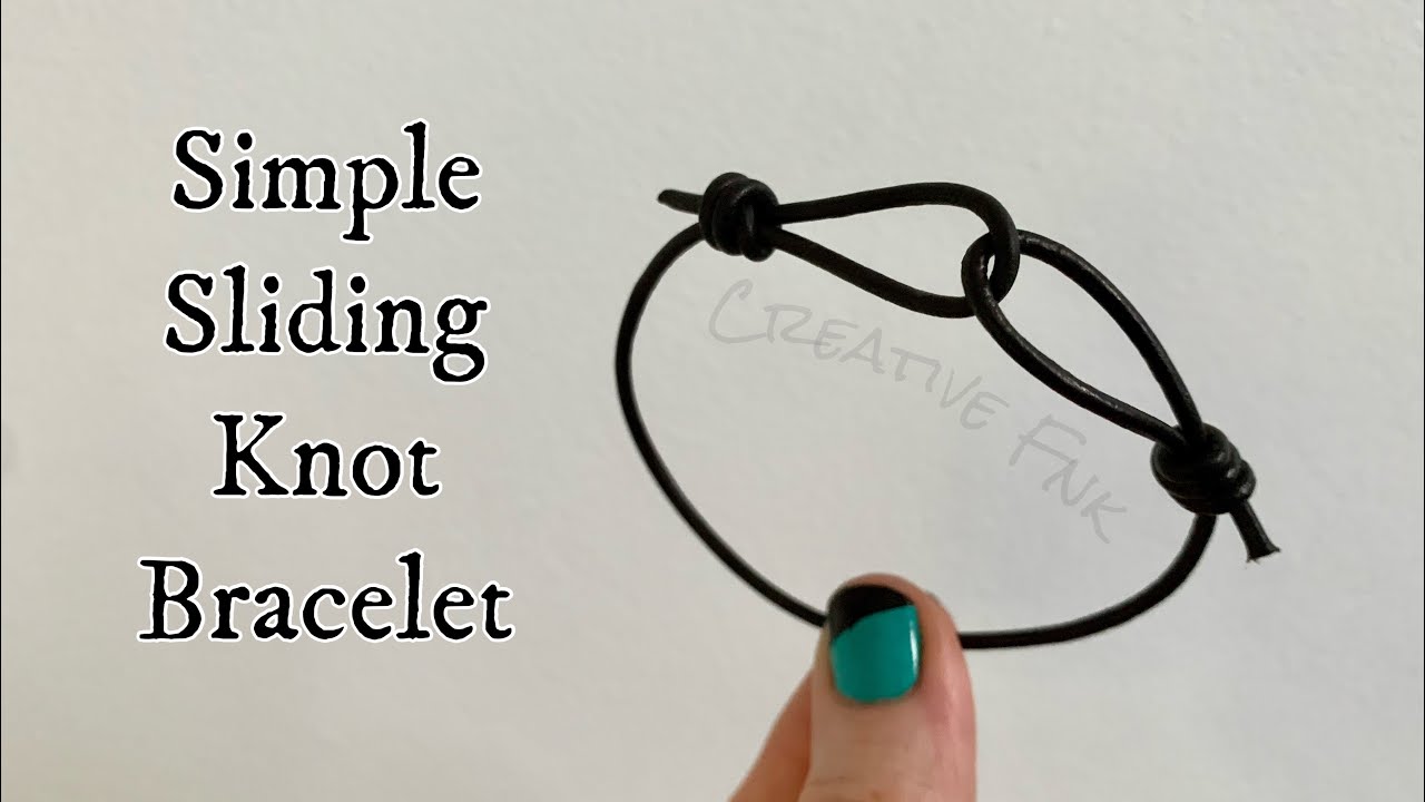 Sliding knot bracelet. Simple adjustable sliding knot with ‘double loop’ detail