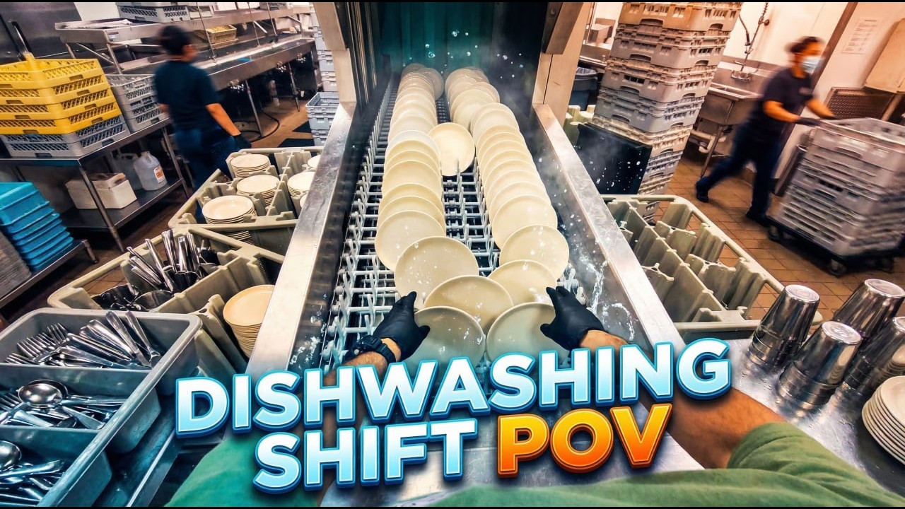 POV: Inside an Industrial Dishwashing Shif
