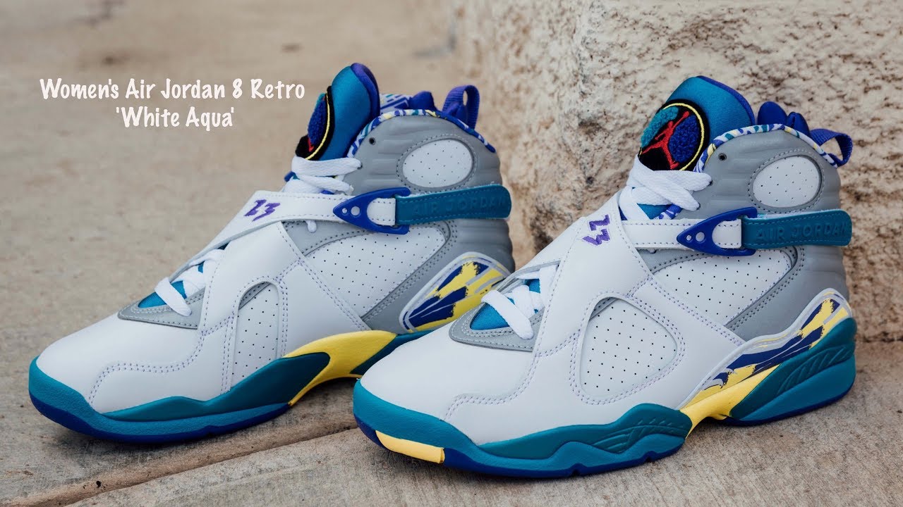 FIRST LOOK: Women's Air Jordan 8 Retro 'White Aqua' |SHIEKH