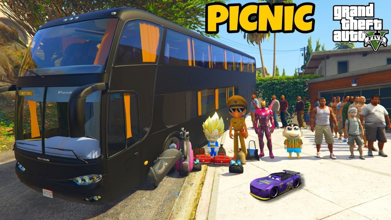 Franklin and Shinchan Plane A Road Trip With Luxury BUS From Los Santos To North Yankton IN GTA 5