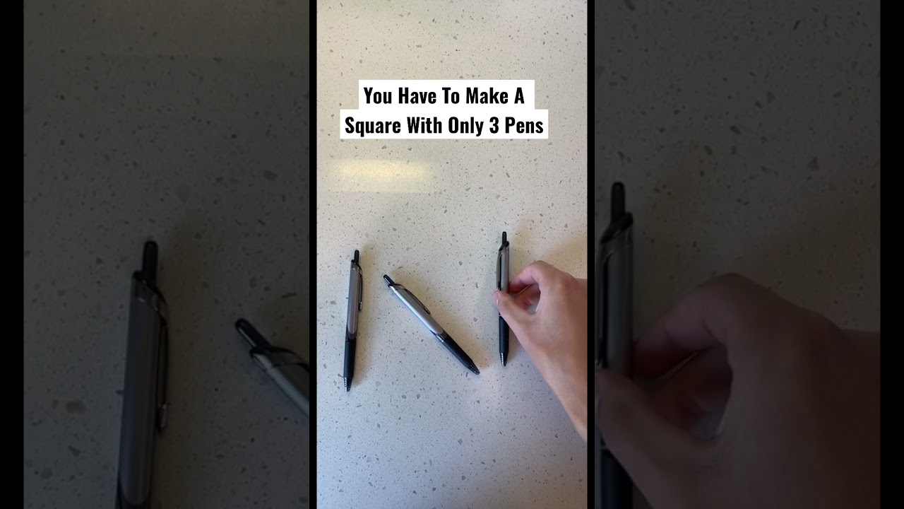 Make A Square With Just 3 Pens.   (Level: Impossible) #Shorts