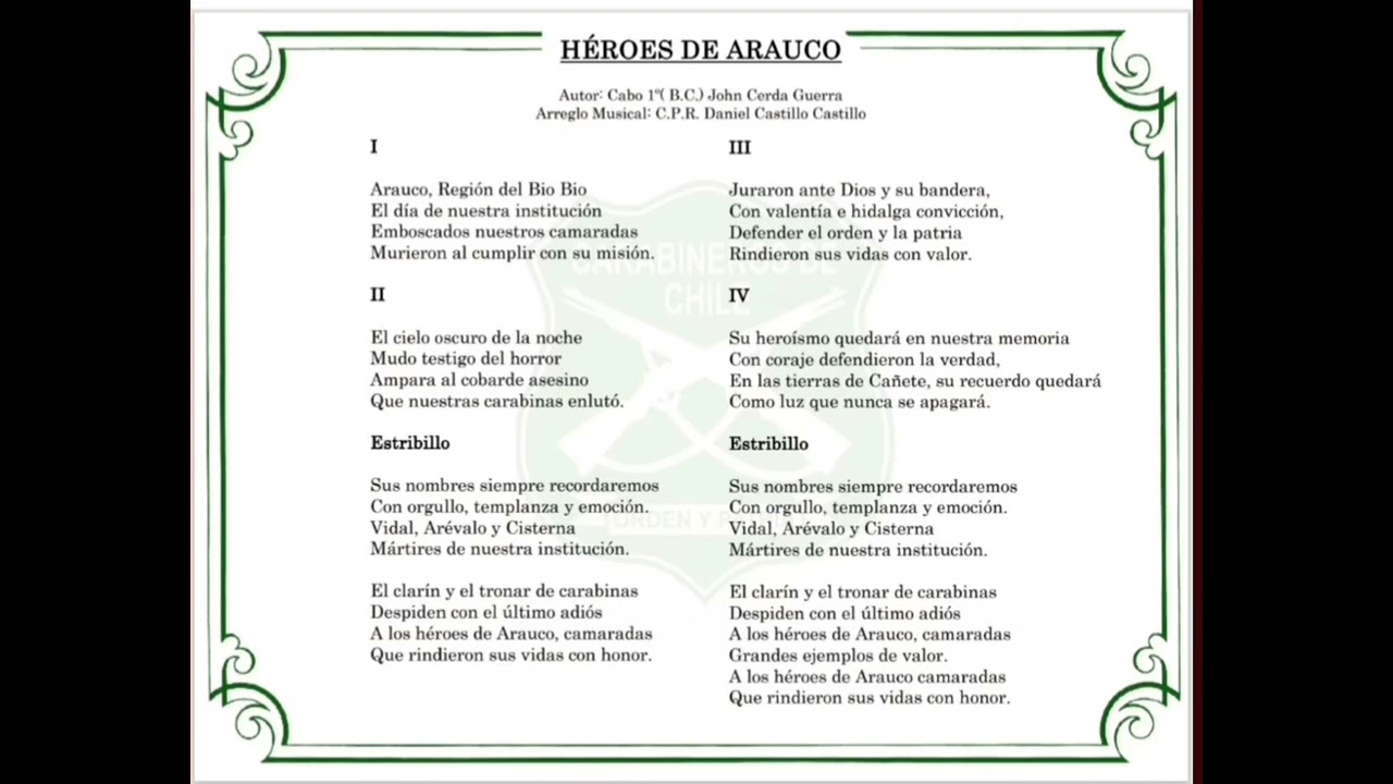 Héroes de Arauco ( mártires de carabineros )