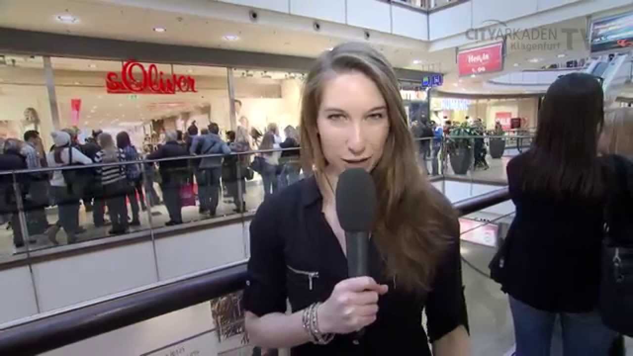 Larissa Marolt beim Dreh in den CityArkaden Klagenfurt f&uuml;r das TV-Format 