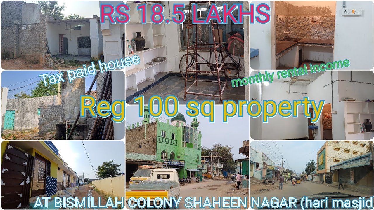 p (9885114215 )Reg 100 sq tax paid property at BISMILLAH COLO SHAHEEN NAGAR Rs 18.5 lakhs 6303548916