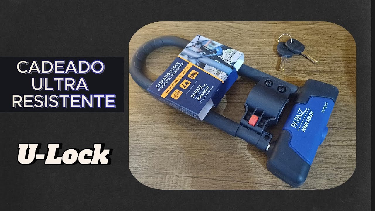 Cadeado Trava U-lock Bicicleta e Moto Papaiz  Refor&ccedil;ado A&ccedil;o Carbono Emborrachado