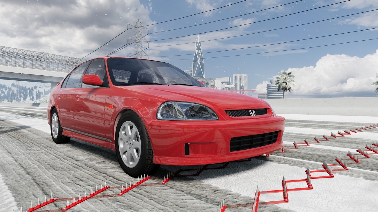 Massive Spike Strip Pileup Car Crashes #155 – BeamNG Drive | CrashBoomPunk